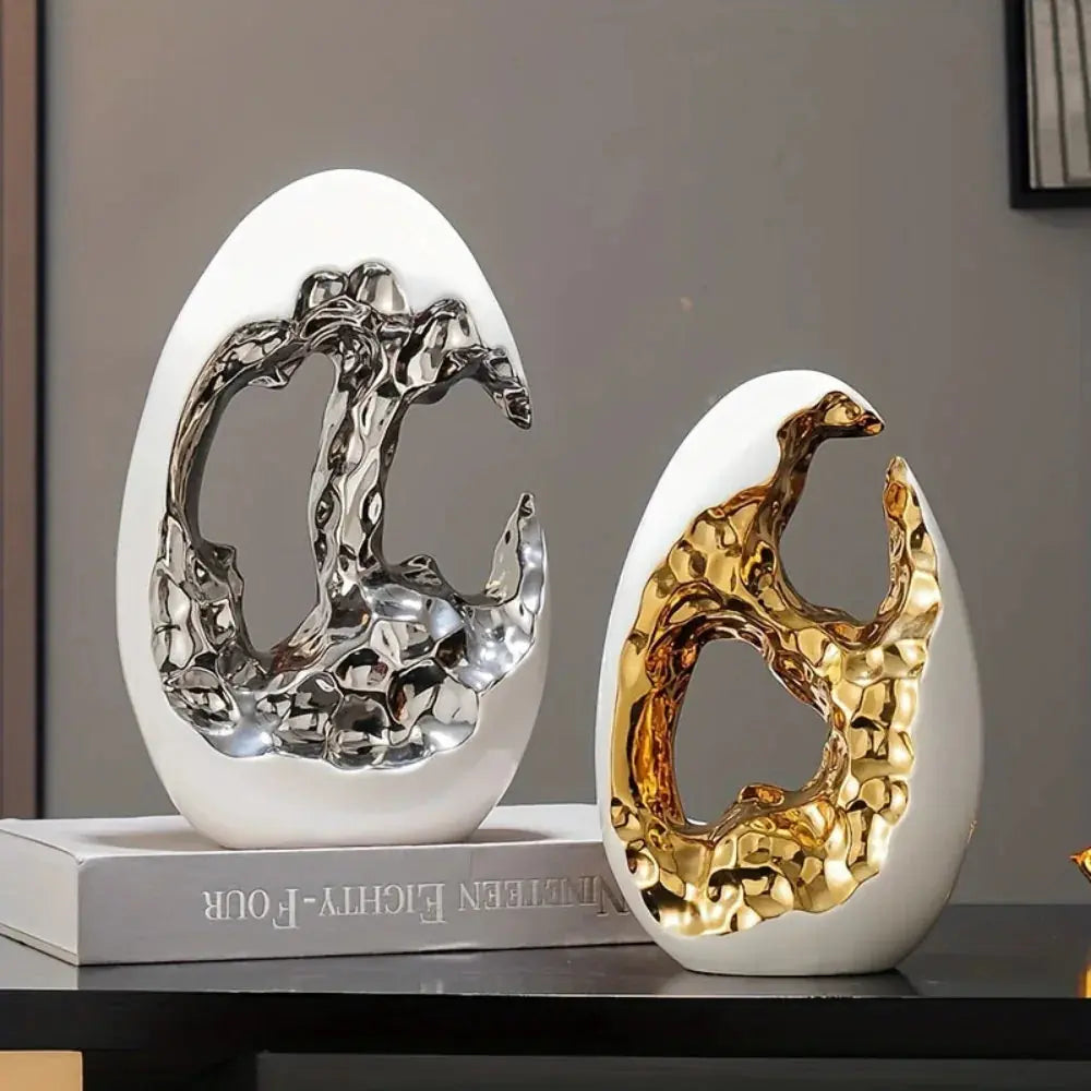 Modern White Figurine with Gold Accents for Your Stylish Home