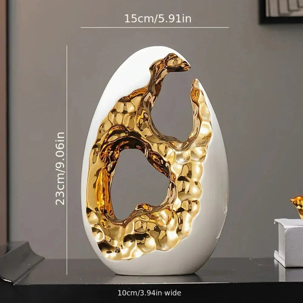 Modern White Figurine with Gold Accents for Your Stylish Home
