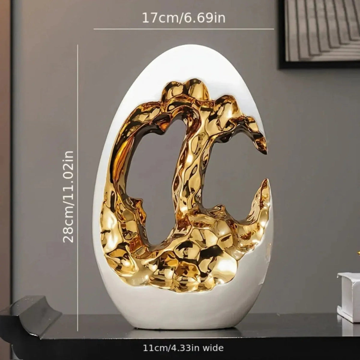 Modern White Figurine with Gold Accents for Your Stylish Home