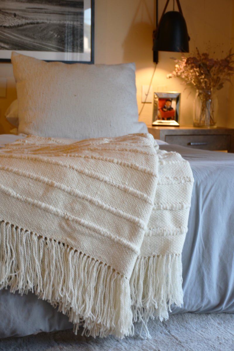 Multi Striped Natural Throw Blanket - Homelosophy, view 2