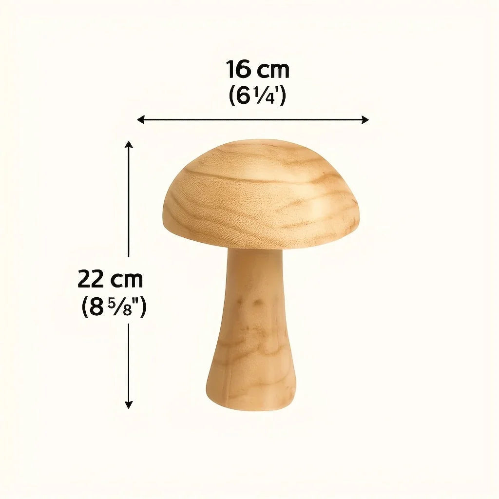 Natural Wooden Mushroom Sculpture for Rustic & Scandinavian Home Decor