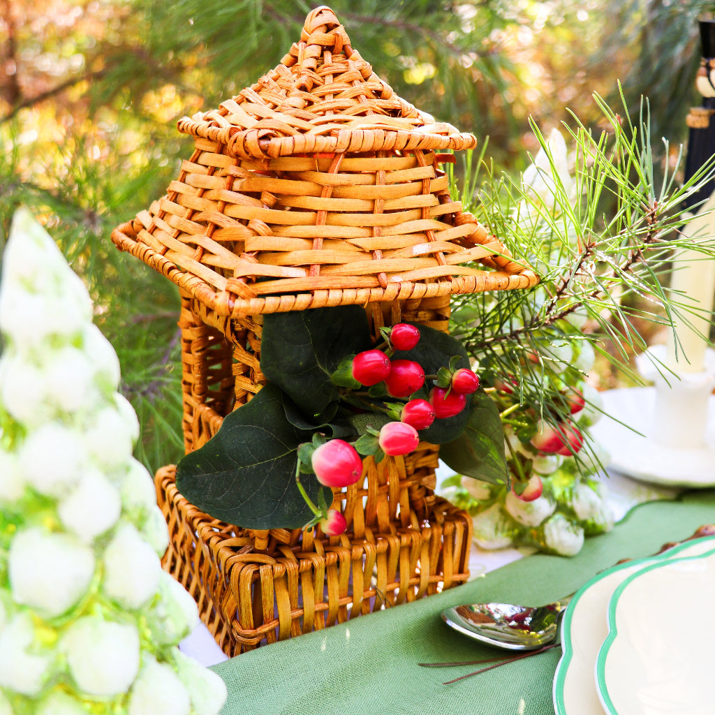 Natural Rattan Pagoda Lantern Set - 1 Large & 1 Small