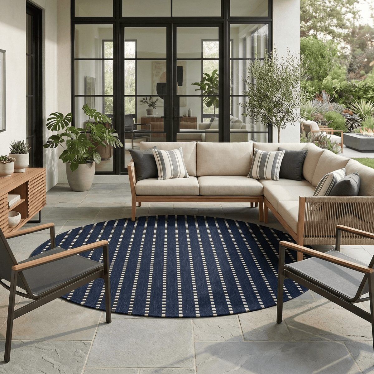 East Green Ottenby Dashed Stripe Outdoor Area Rug