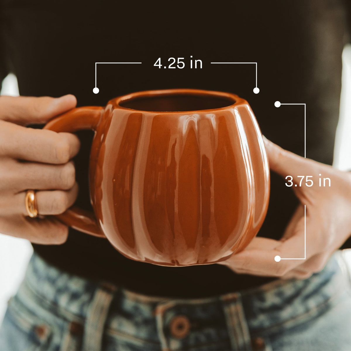 Brown Pumpkin 19 oz Figural Coffee Mug - Sweet Water Decor, view 6