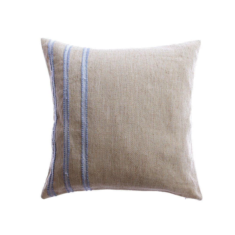 Pale Blue Striped Raw Linen Pillow - Homelosophy