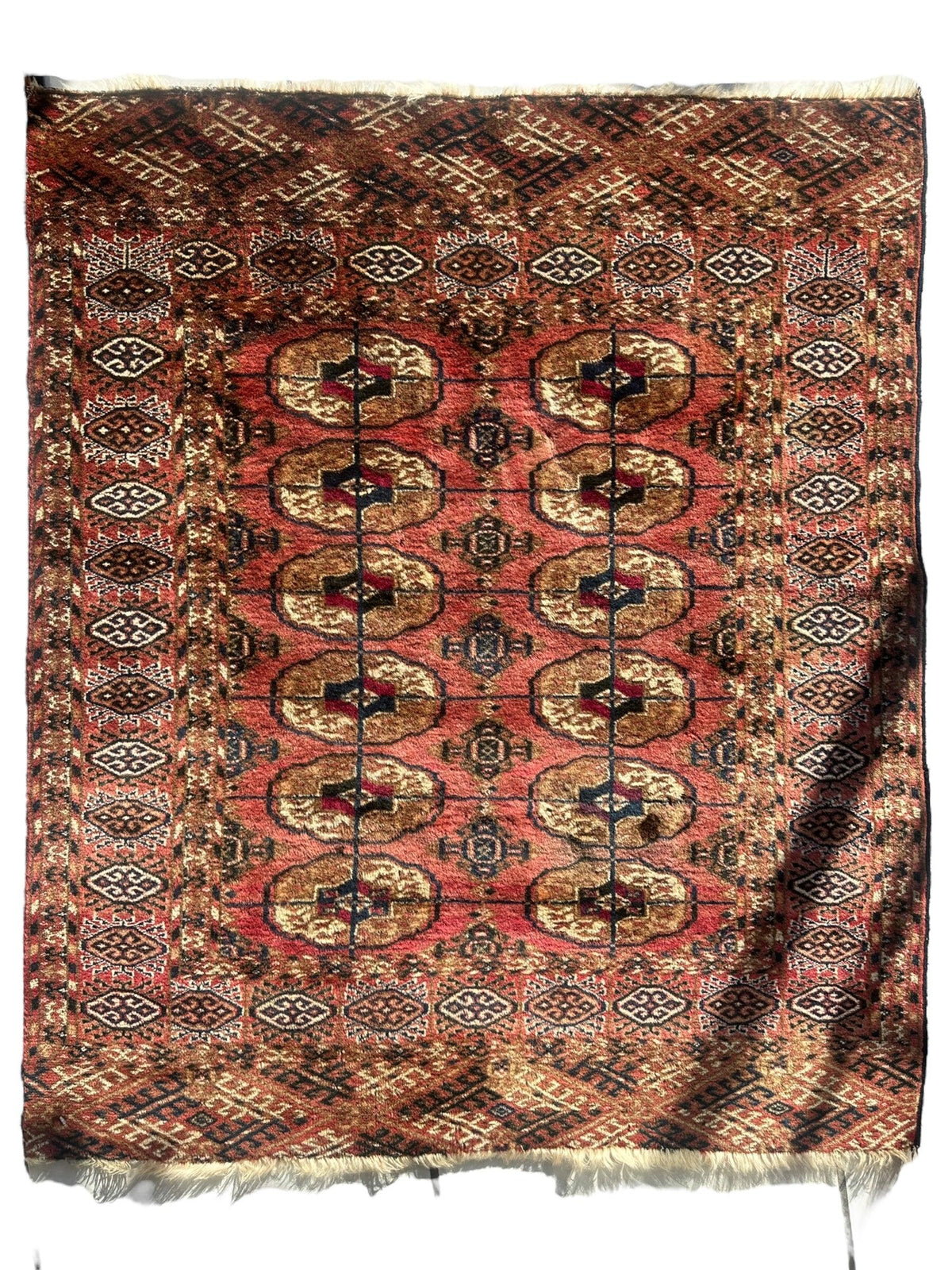 Vintage Tekke Rug 3x4 | Rust, Beige & Brown | Wool - Rugistan