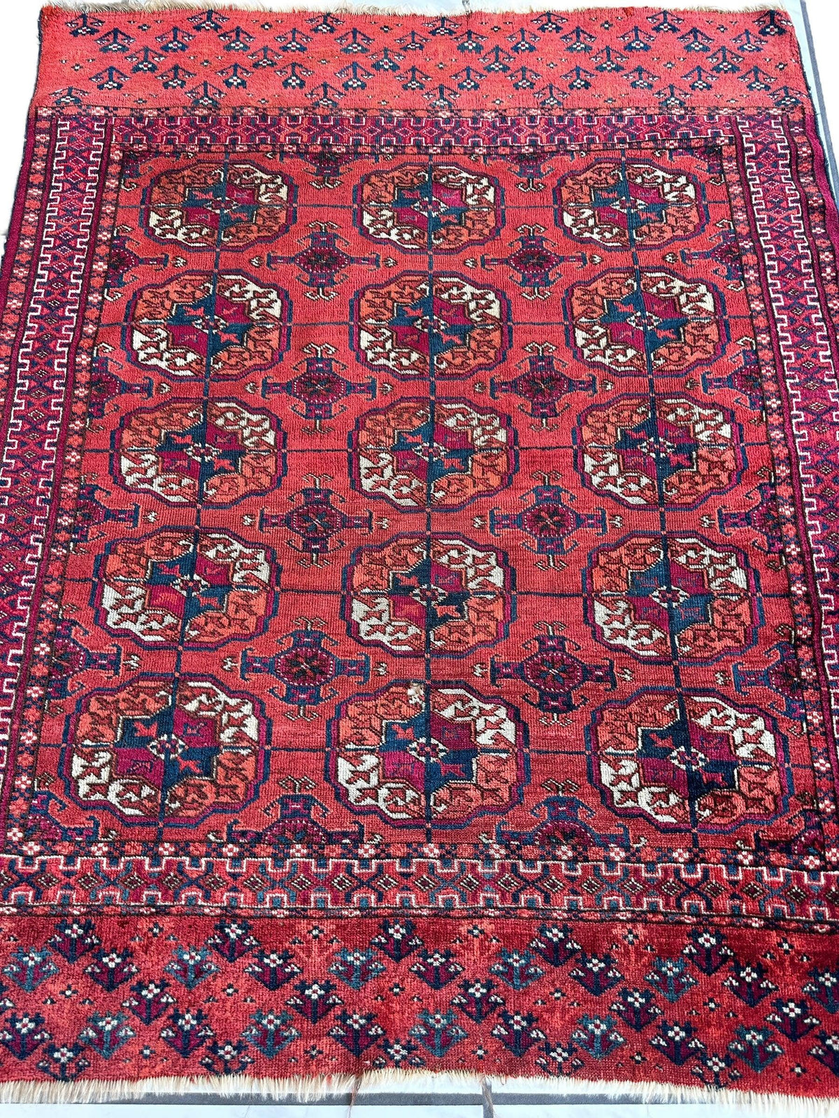 Antique Tekke Rug 3x4 | Red, Burgundy & Navy | Wool - Rugistan, view 6