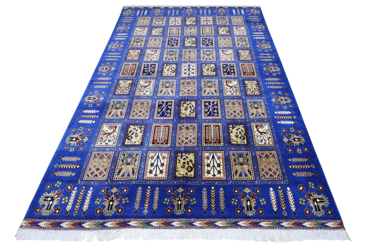 Afghan Bakhtiari Rug 7x10 | Blue, Beige & Ivory | Hand-Knotted Wool - Rugistan, view 3