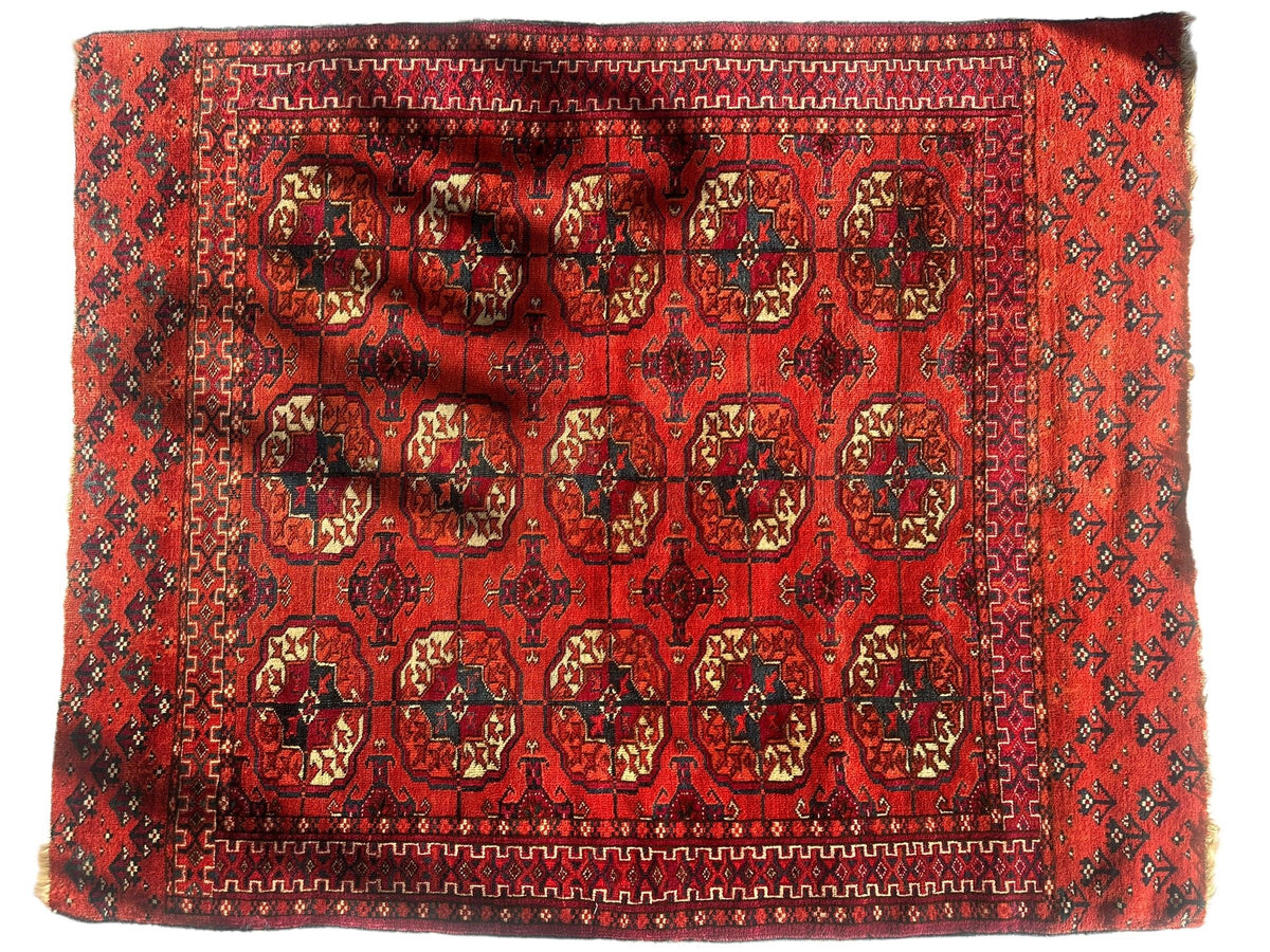 Antique Tekke Rug 3x4 | Red, Burgundy & Navy | Wool - Rugistan, view 3