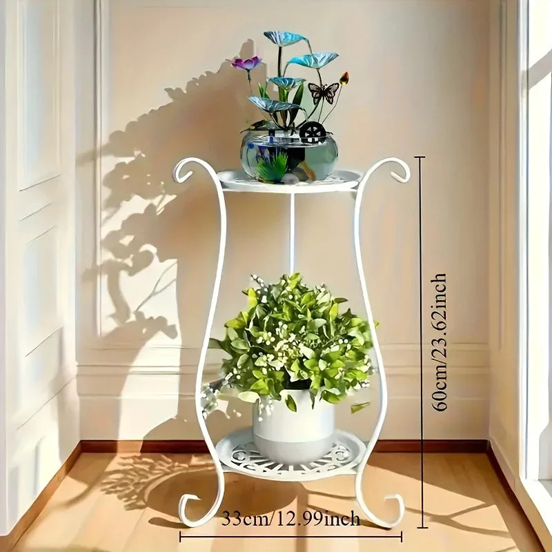 Indoor 2-Shelved Planter Black and White