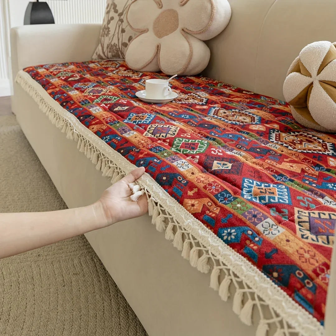 Quilted Sofa Cover - Non-Slip Thickened Ethnic Style