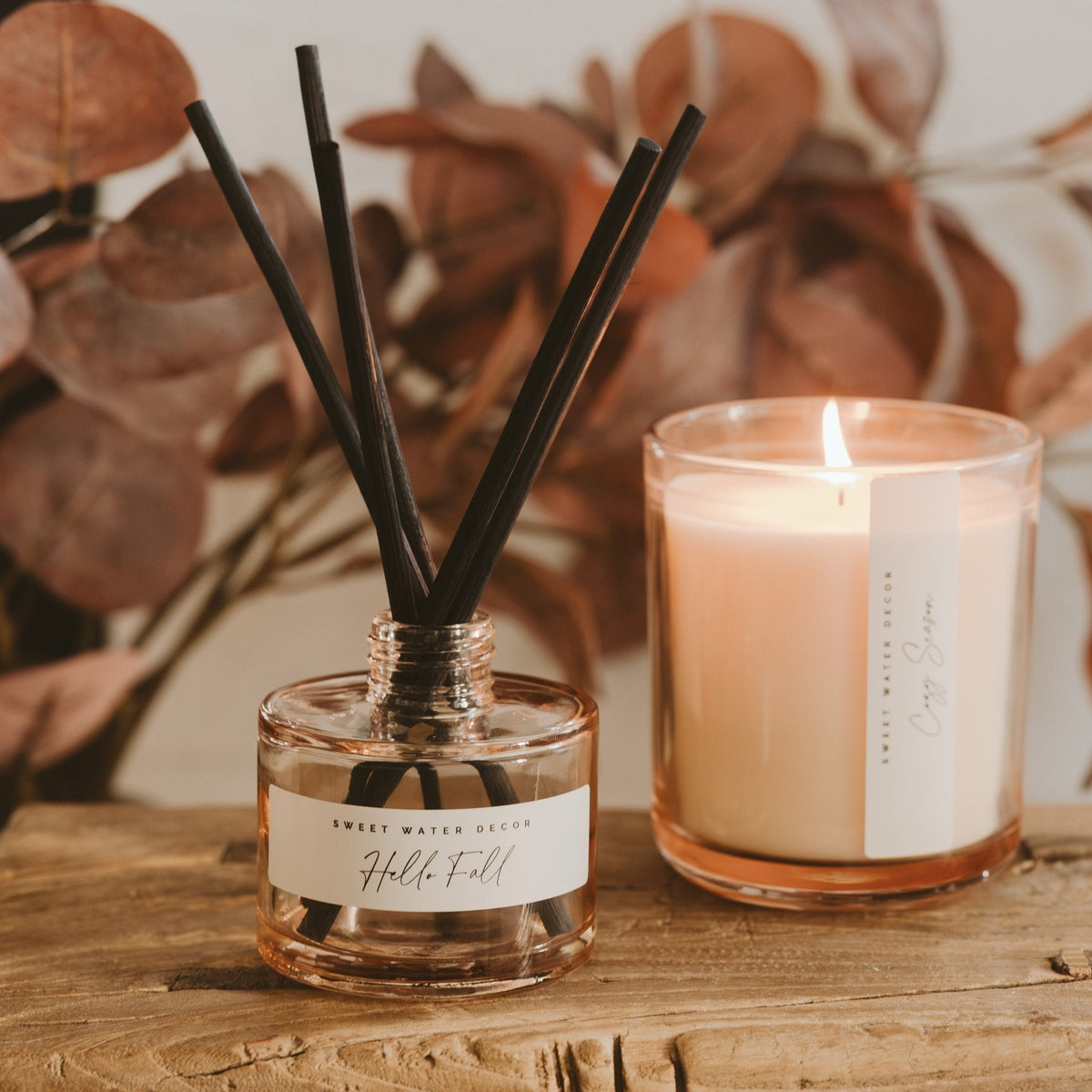 Hello Fall Tinted Glass Jar Reed Diffuser - Sweet Water Decor, view 2