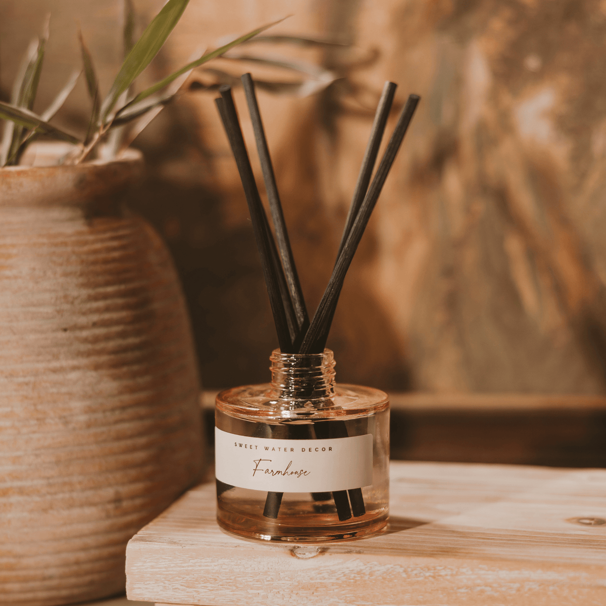 Farmhouse Tinted Glass Jar Reed Diffuser - Sweet Water Decor, view 2
