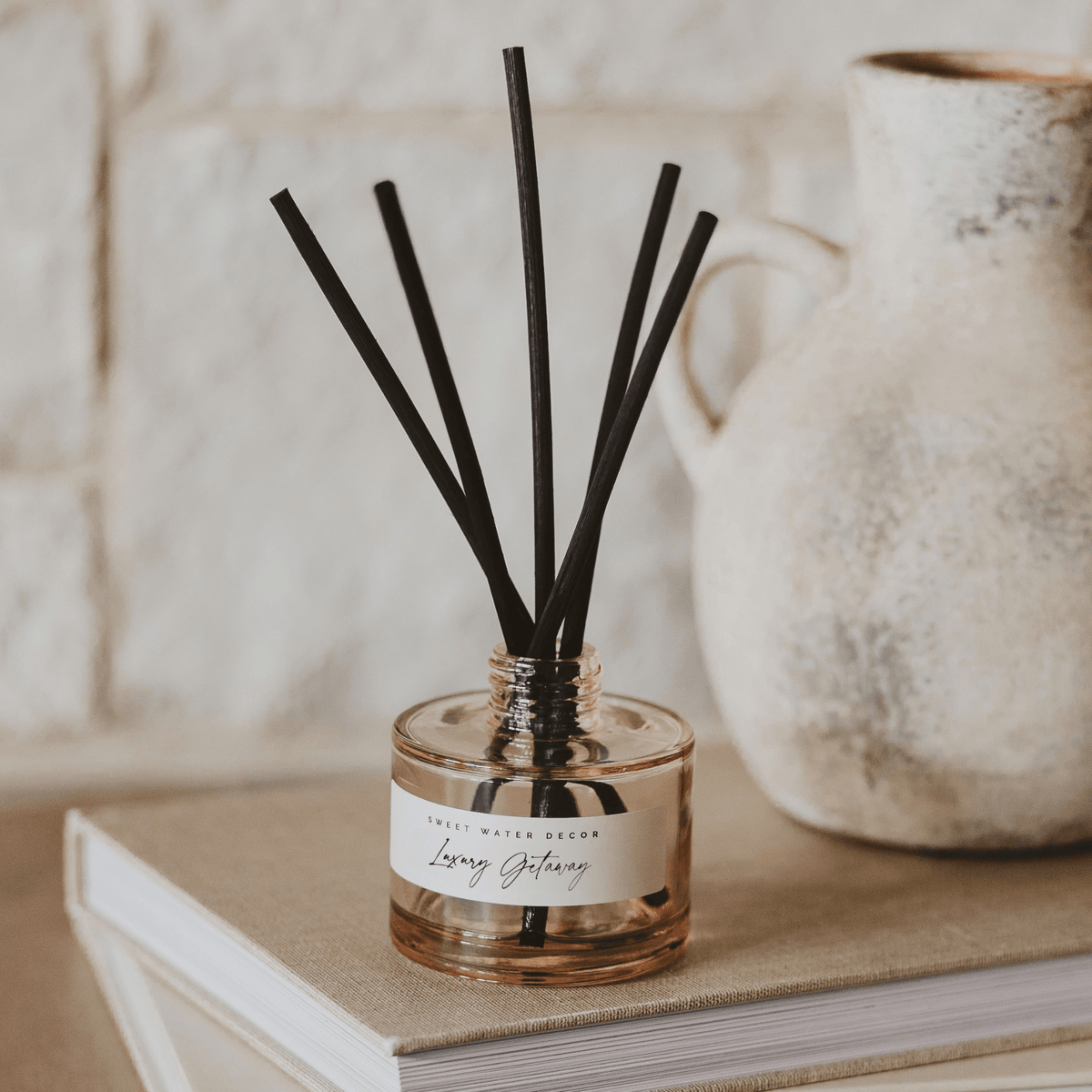 Luxury Getaway Tinted Glass Jar Reed Diffuser - Sweet Water Decor, view 2