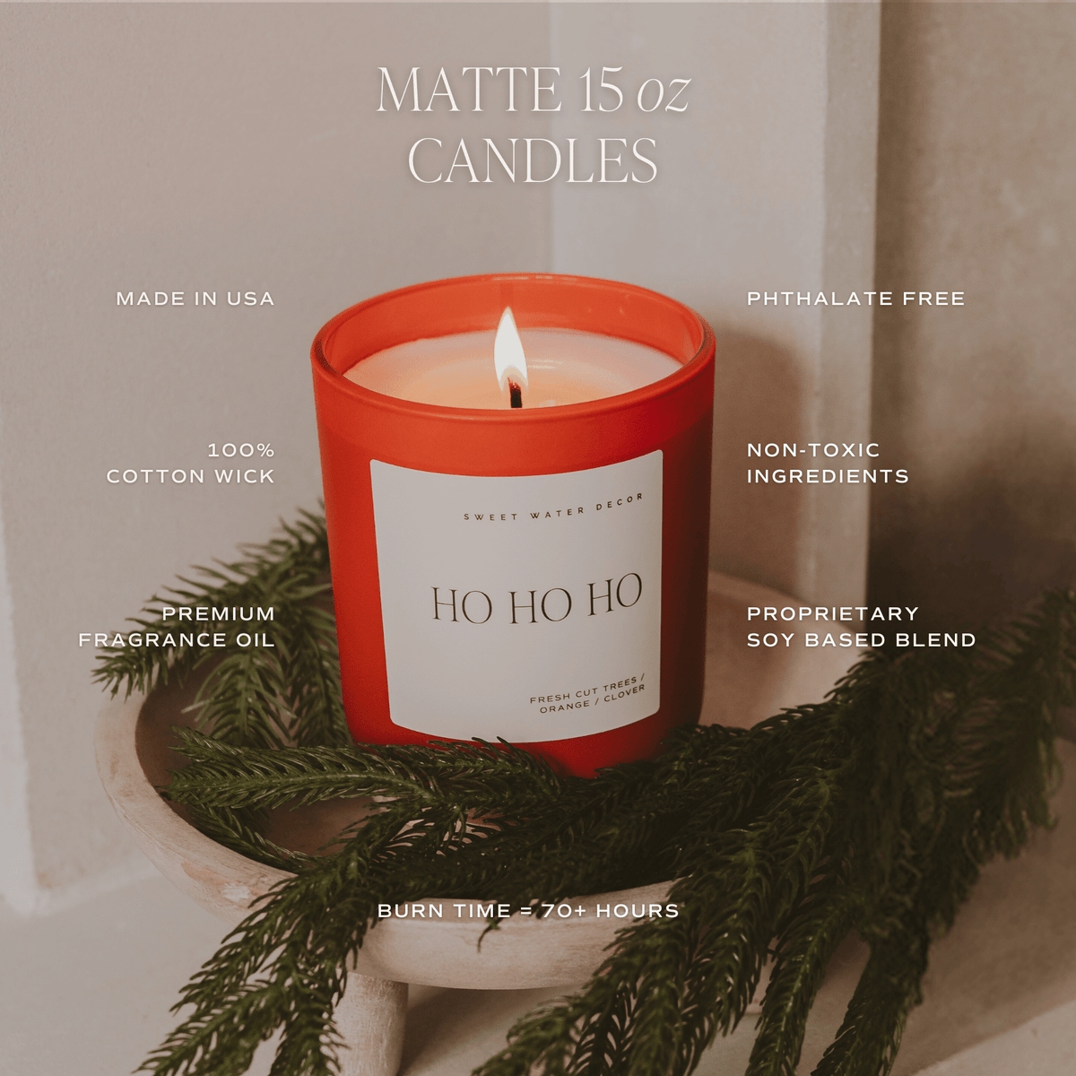 Merry and Bright Soy Candle - Red Matte Jar - 15 oz - Sweet Water Decor, view 5