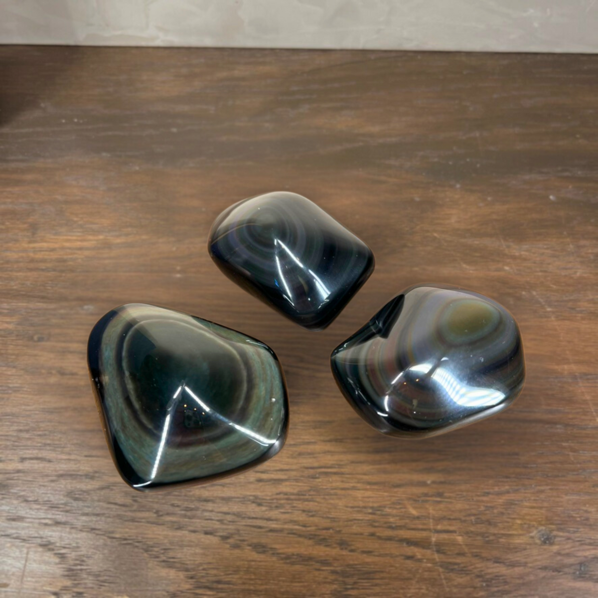 Rainbow Obsidian Palm Stones - Source by Studio Skara, view 2