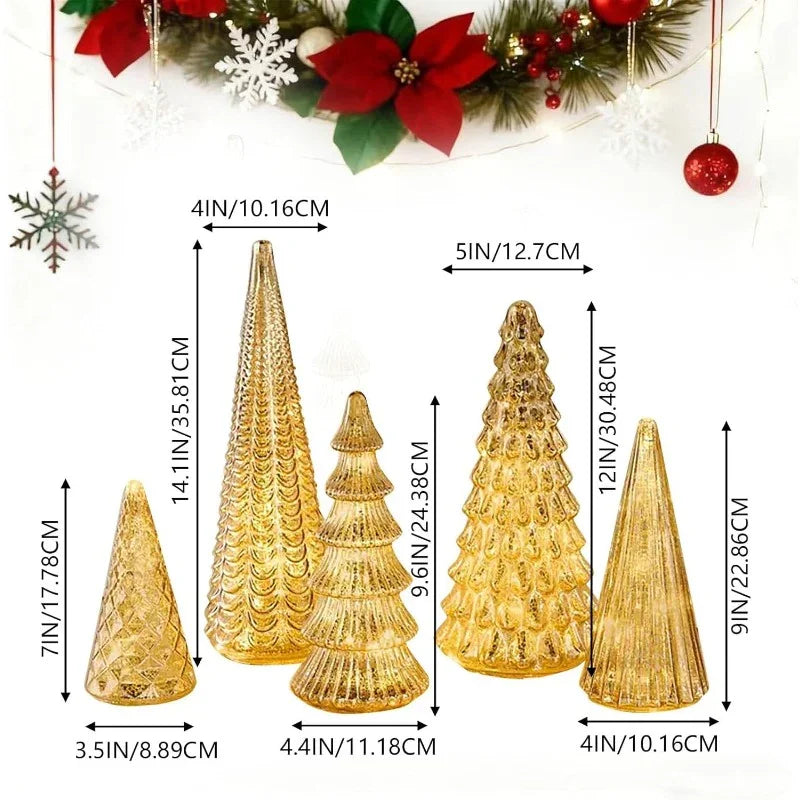 Resin Christmas Tree Statue Ornament Set of 5 Luminous Pieces