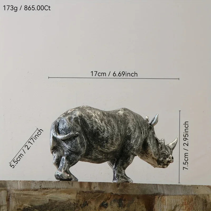 Rhino Figurine - Decorative Silvery