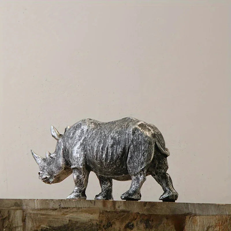 Rhino Figurine - Decorative Silvery