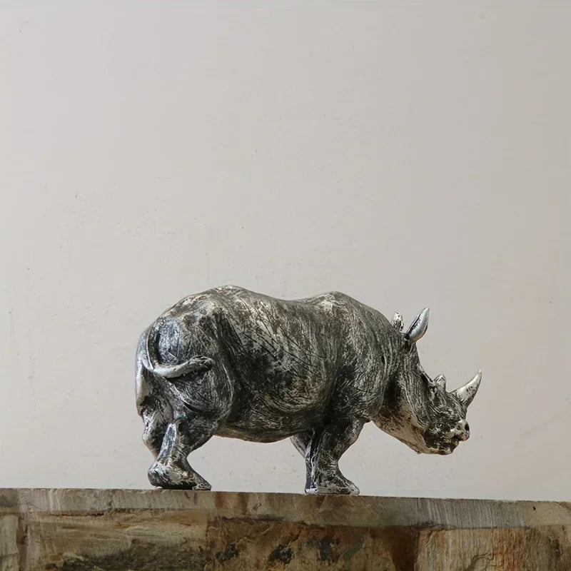 Rhino Figurine - Decorative Silvery
