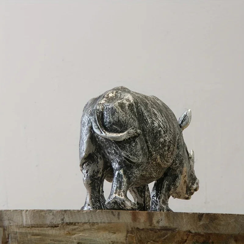 Rhino Figurine - Decorative Silvery