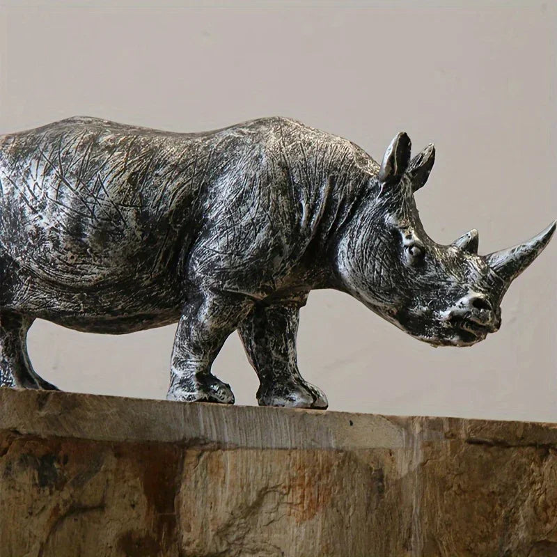 Rhino Figurine - Decorative Silvery