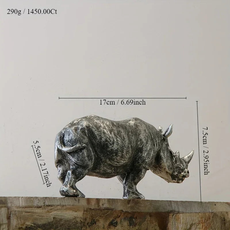 Rhino Figurine - Decorative Silvery