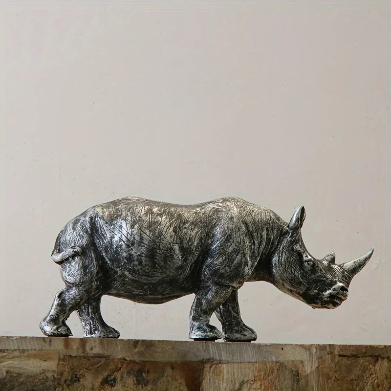 Rhino Figurine - Decorative Silvery