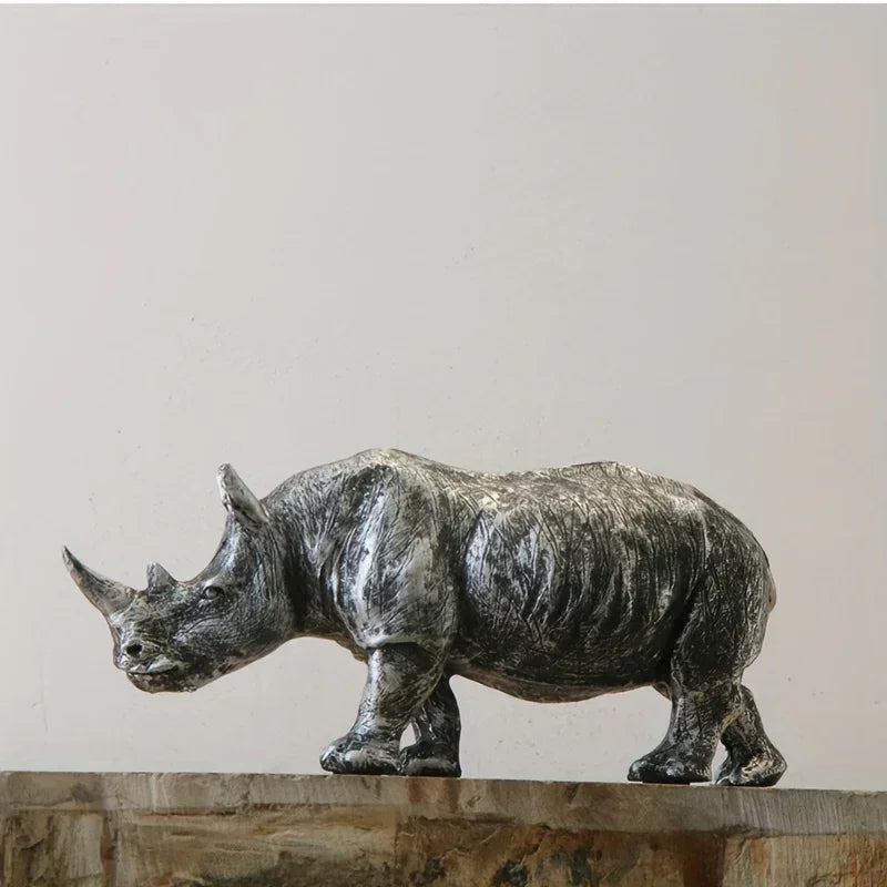 Rhino Figurine - Decorative Silvery