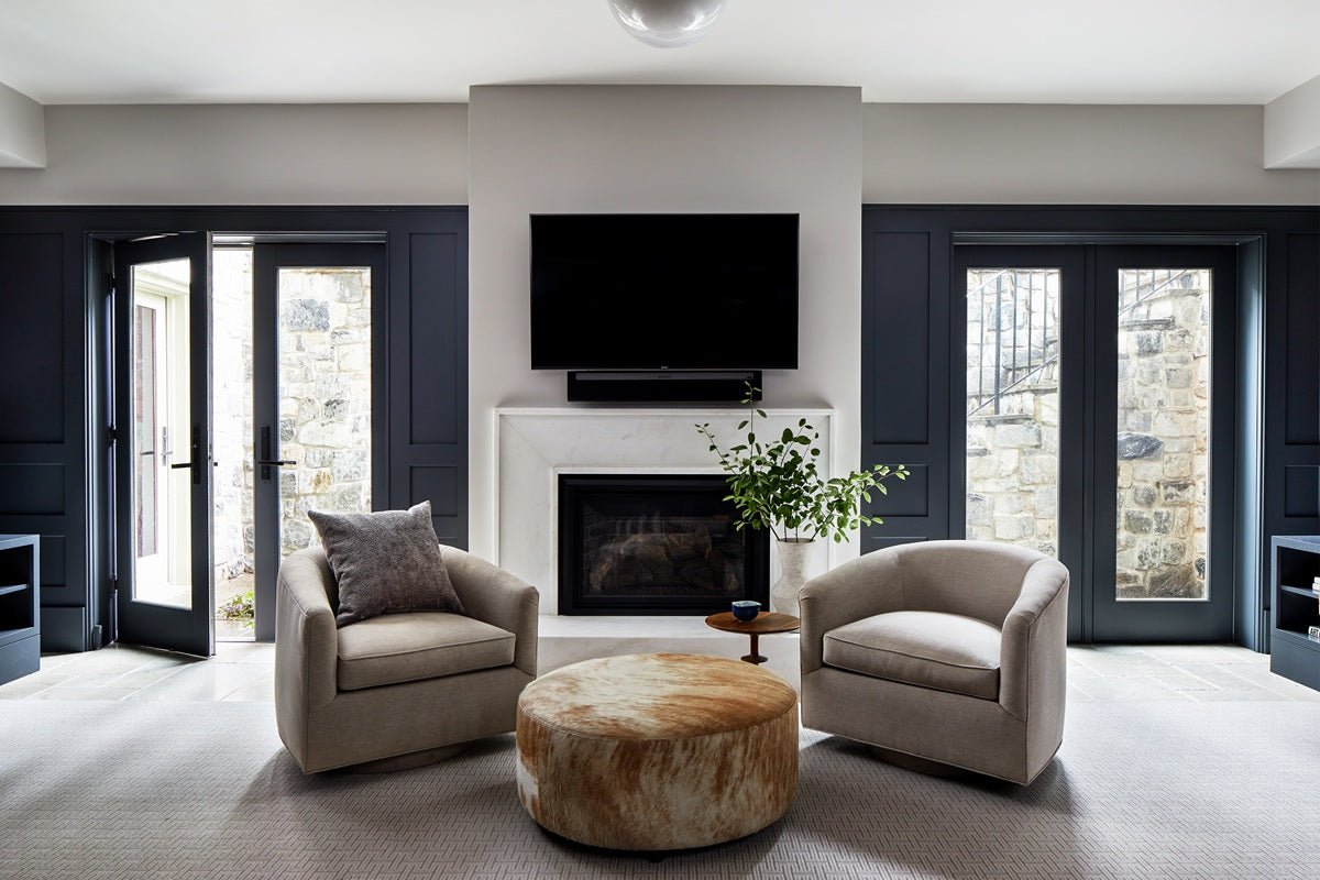 Round Cowhide Ottoman - Homelosophy, view 7