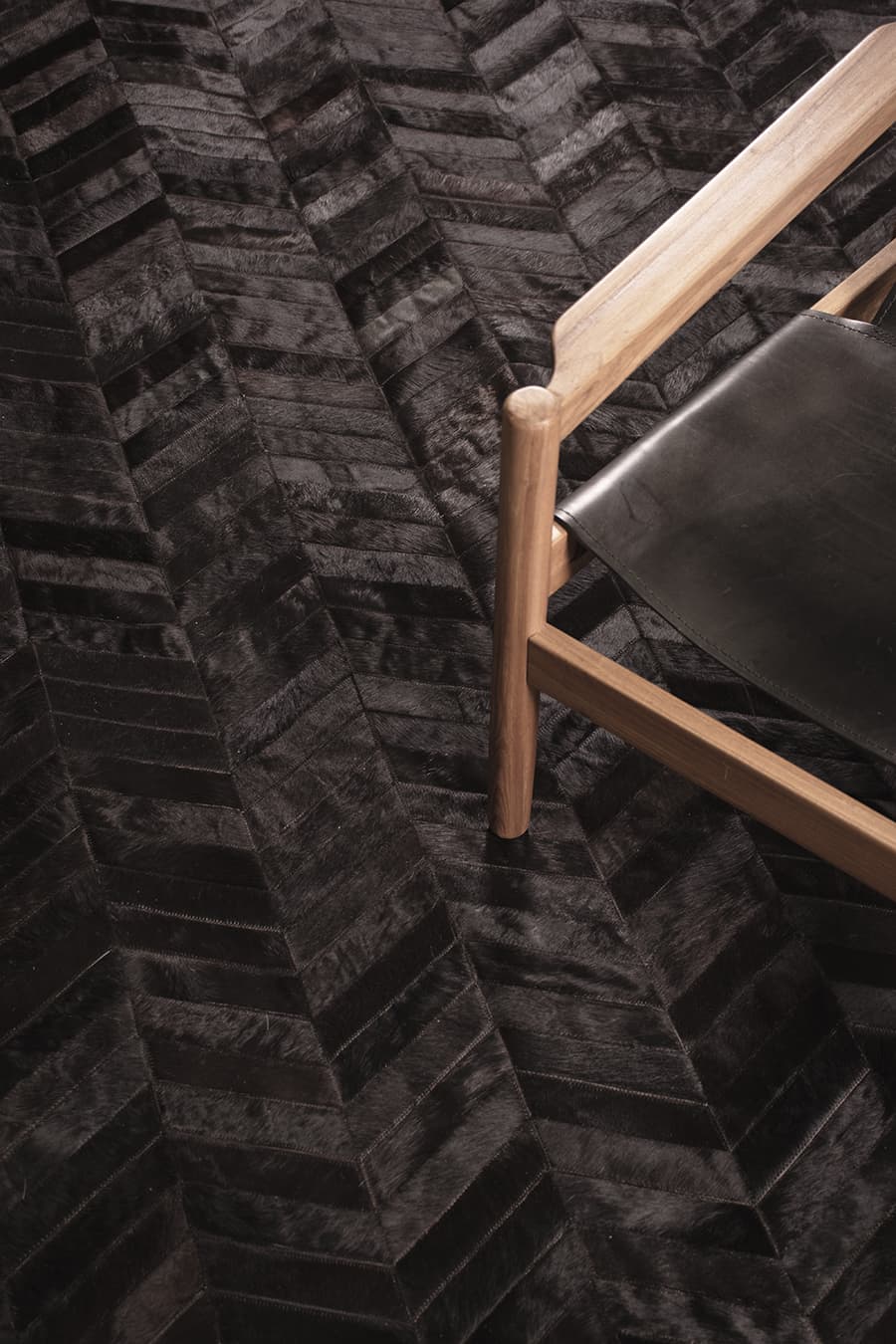 ROUND HERRINGBONE – Large Designer Cowhide Rug - Homelosophy, view 4