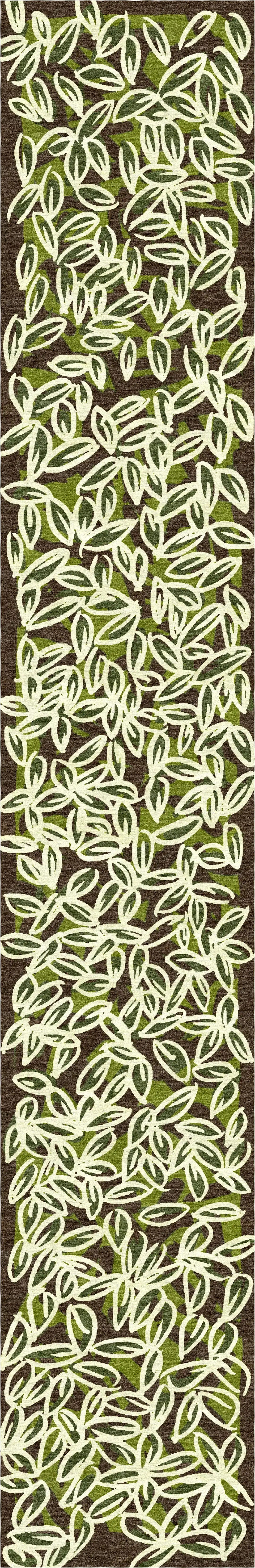 "Foglie" - Brown Handmade Wool Runner, Secret Gardens Collection
