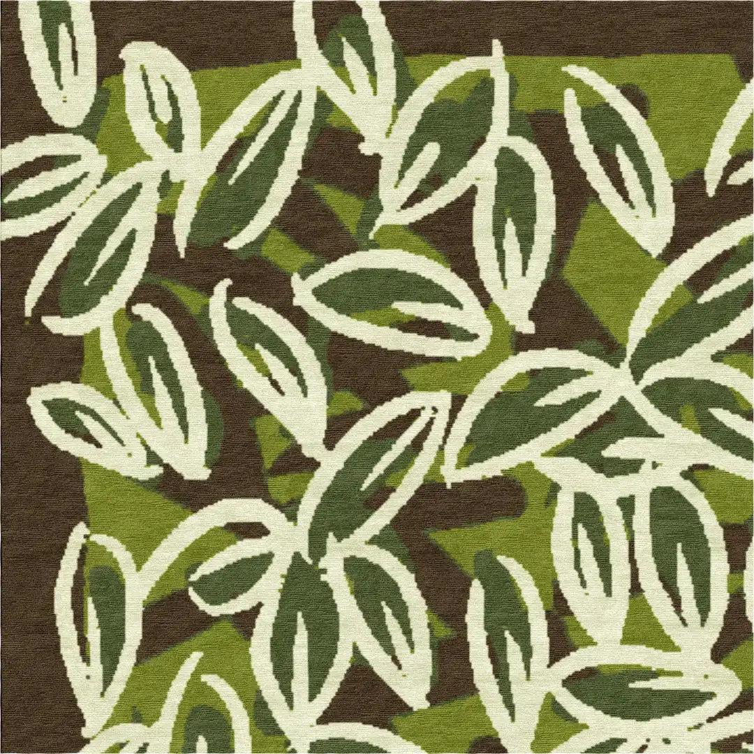"Foglie" - Brown Handmade Wool Runner, Secret Gardens Collection