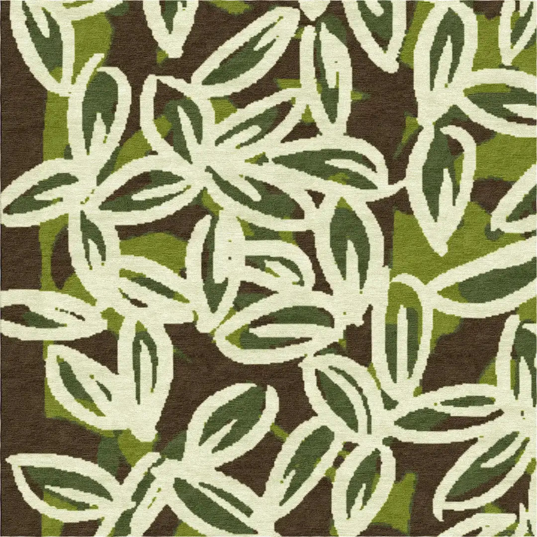 "Foglie" - Brown Handmade Wool Runner, Secret Gardens Collection