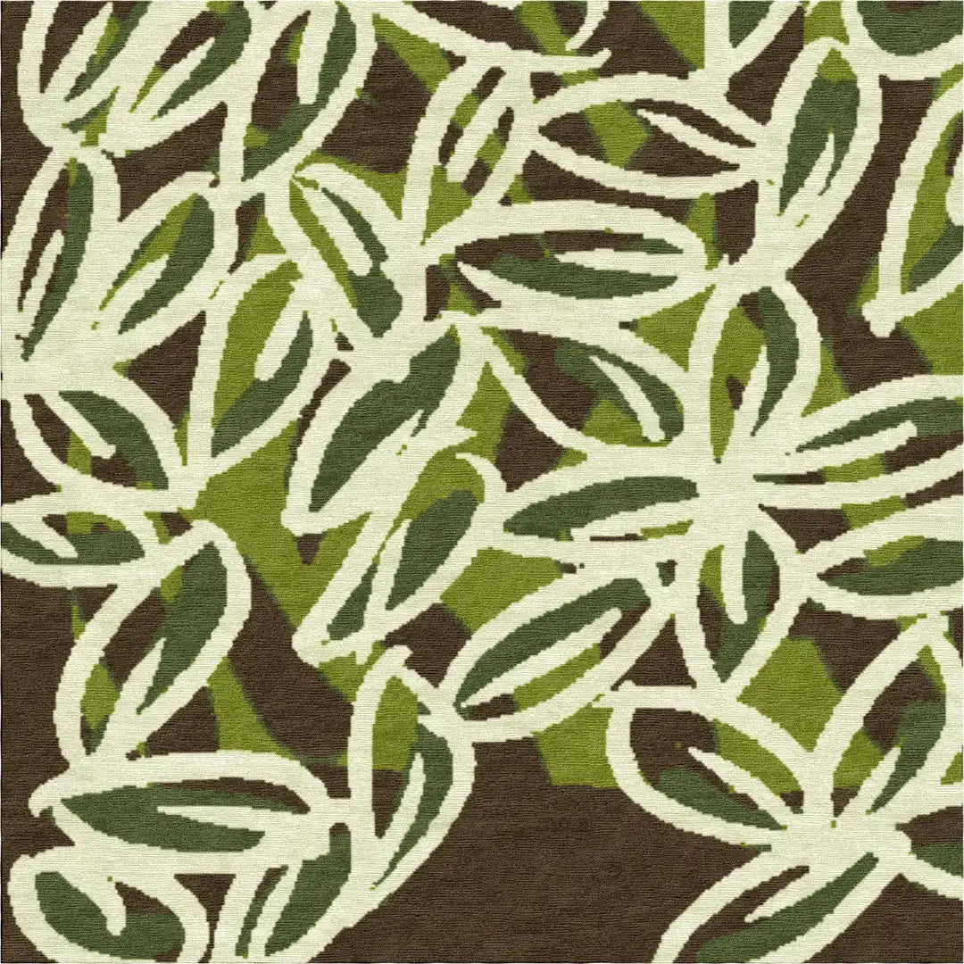 "Foglie" - Brown Handmade Wool Runner, Secret Gardens Collection
