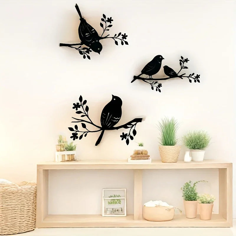 Rustic Metal Bird Wall Decor, 3D Silhouette, 3pcs Set — House of Avana, view 2 of 28