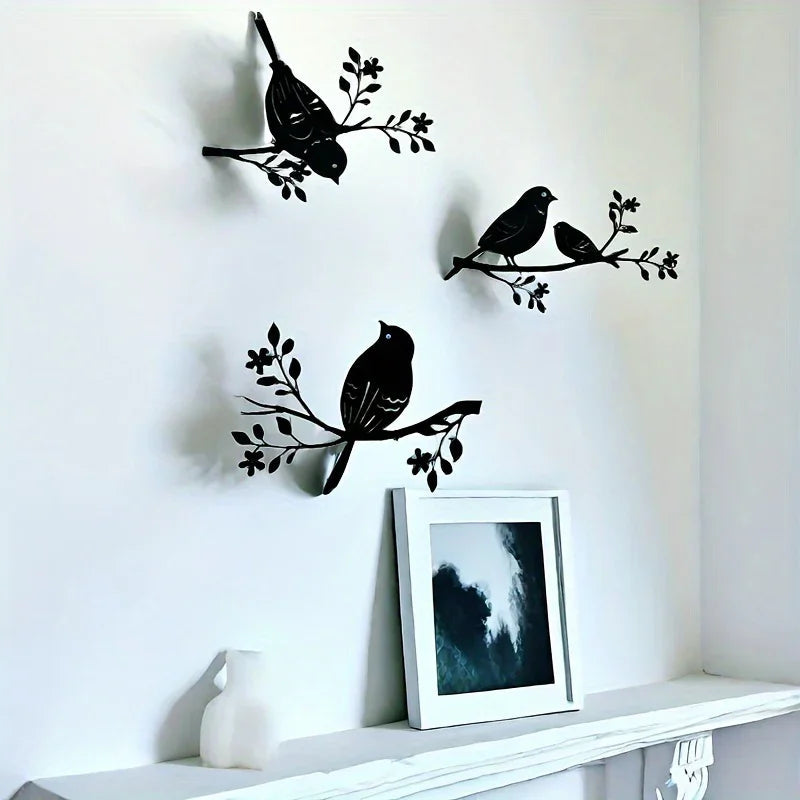 Rustic Metal Bird Wall Decor, 3D Silhouette, 3pcs Set — House of Avana, view 1 of 28