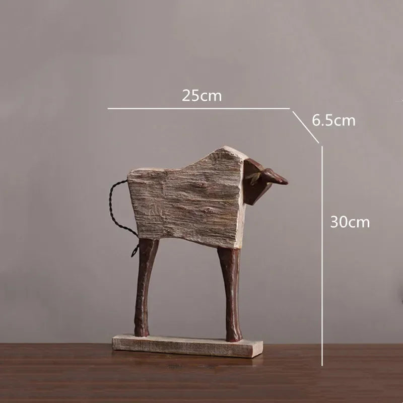 Rustic Wooden Horse Decorative Sculpture