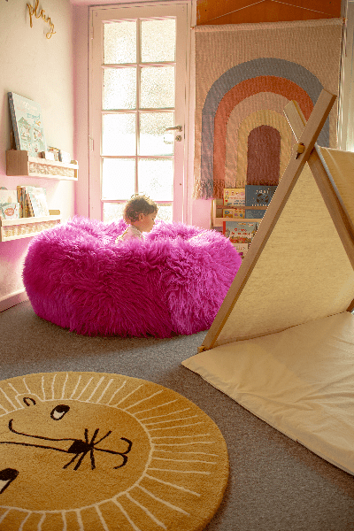 Sheepskin Long Hair Pouf - Homelosophy, view 3