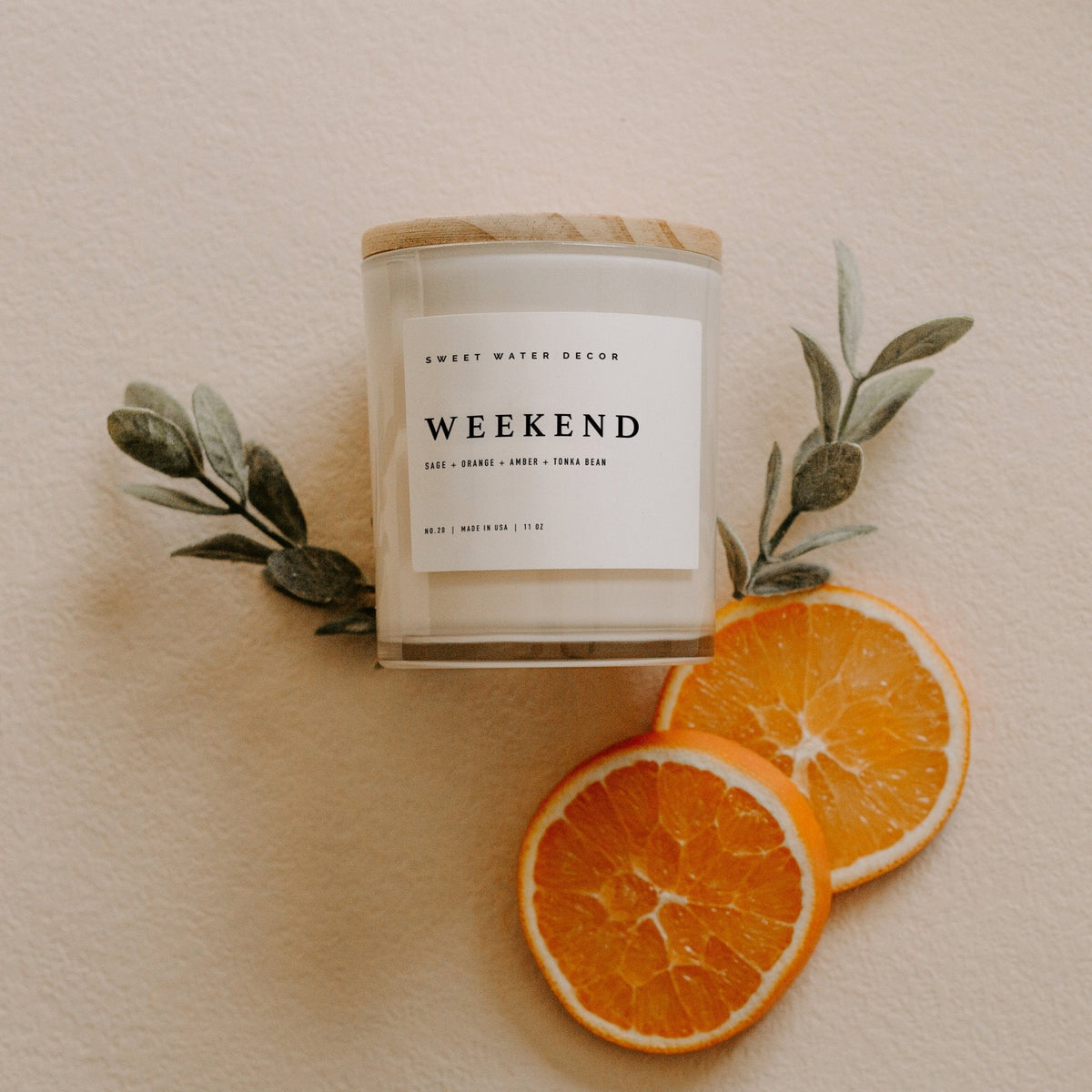 Weekend Soy Candle - White Jar - 11 oz - Sweet Water Decor, view 2