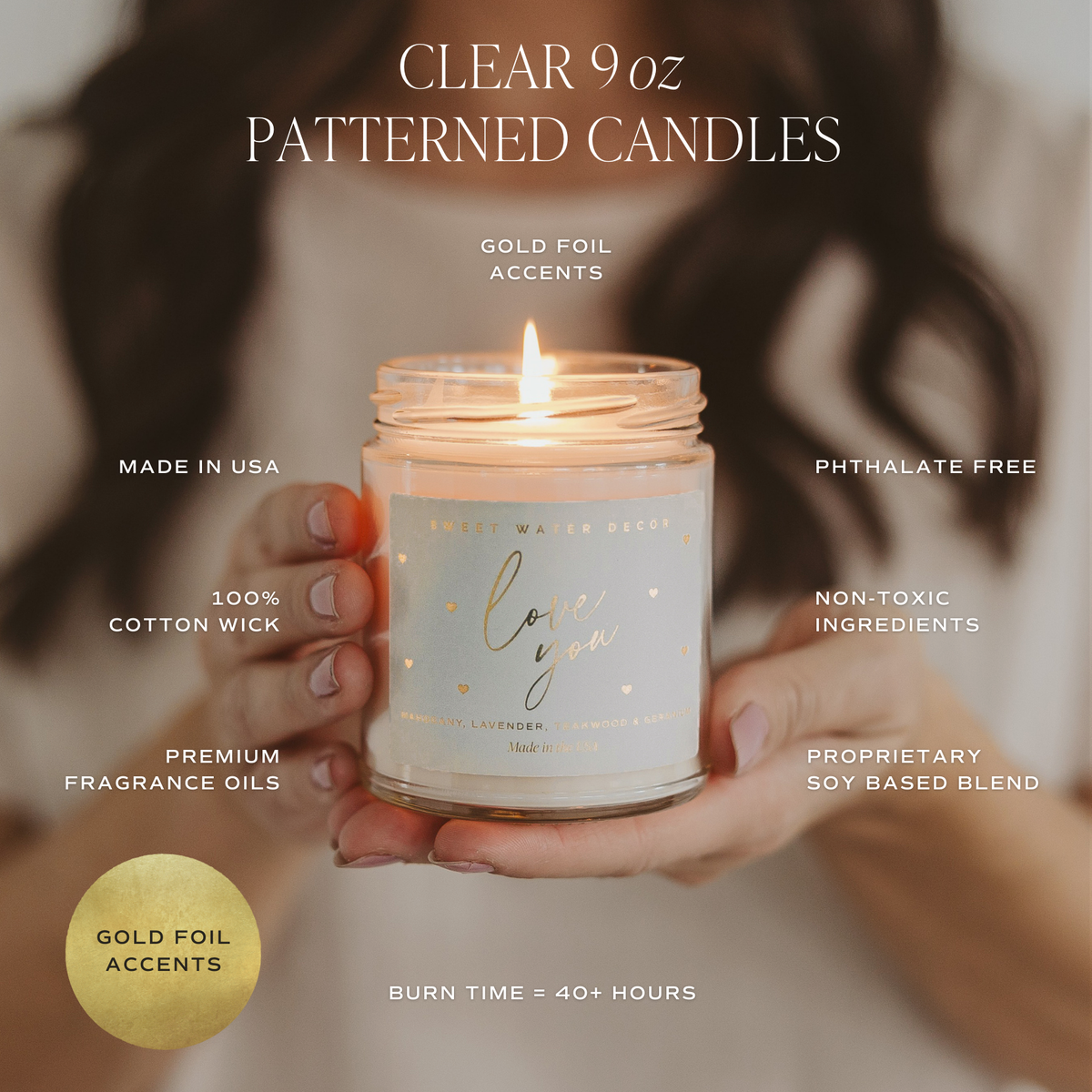 Mango and Coconut Soy Patterned Candle - Clear Jar - 9 oz - Sweet Water Decor, view 4