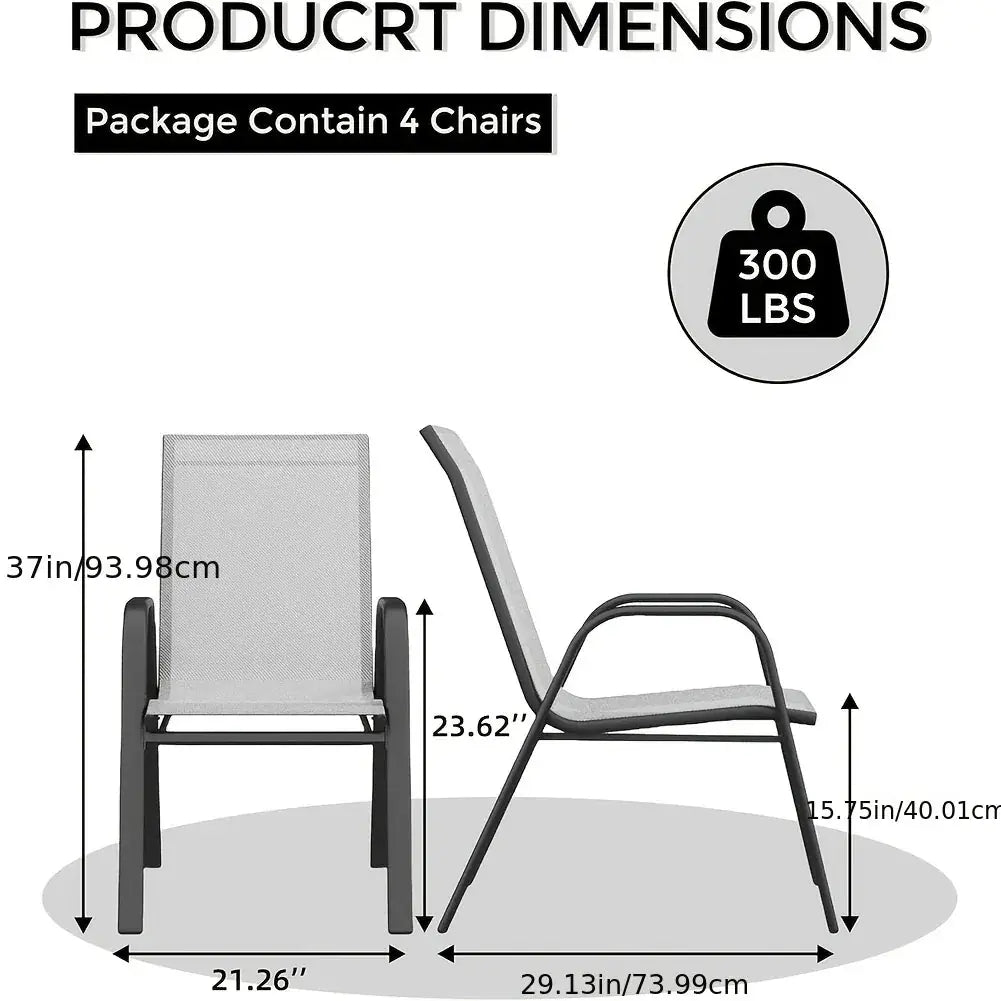 Set Of 4 Patio Dining Chairs, Stackable Outdoor All-Weather Aluminum Frame Chairs With Backrest For Indoor, Lawn, Deck, Poolside, Porch Furniture