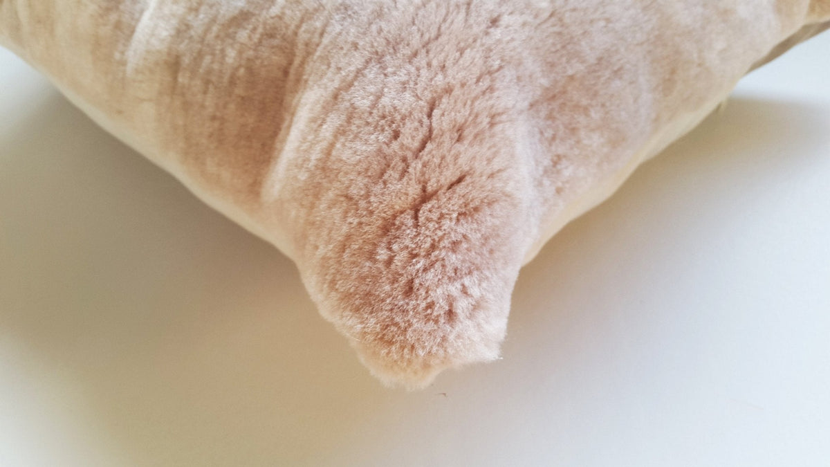 Shearling Vintage Pink Lumbar Pillow - Homelosophy, view 3