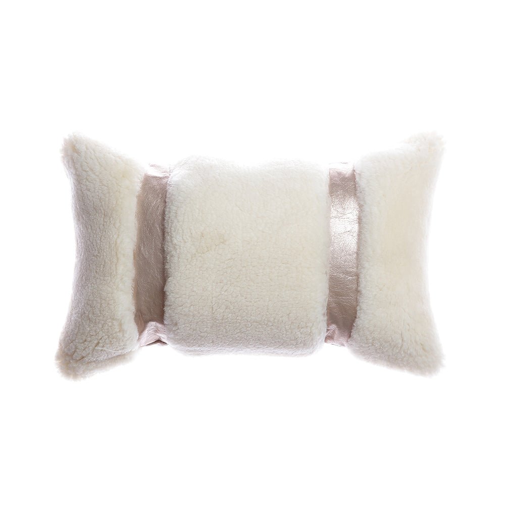 Shearling & Leather Lumbar Pillow - Homelosophy, view 4