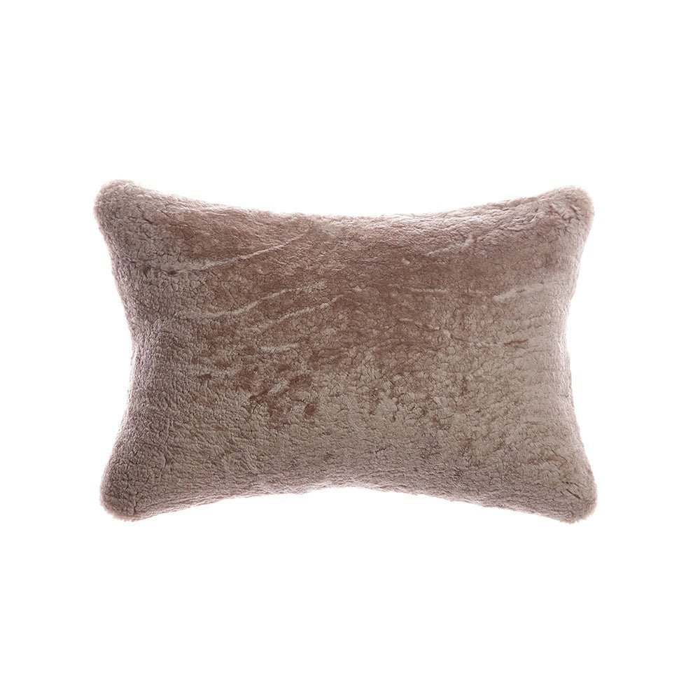 Shearling Taupe Lumbar Pillow - Homelosophy, view 3
