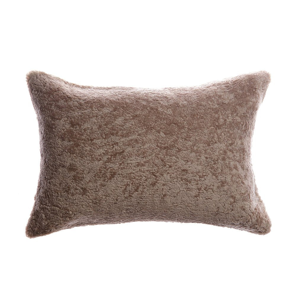 Shearling Taupe Lumbar Pillow - Homelosophy