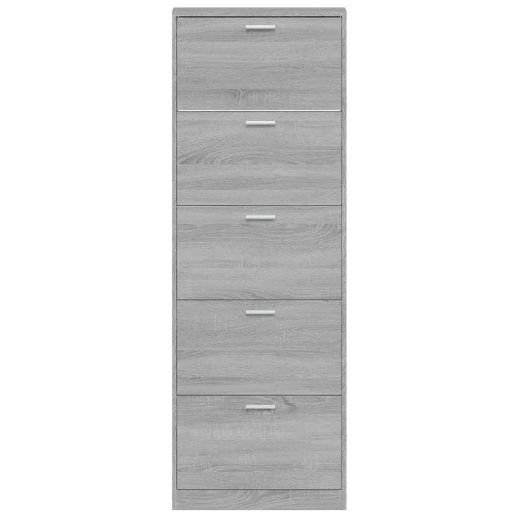 Shoe Cabinet - Vertical Wood Grey 3 Shelf