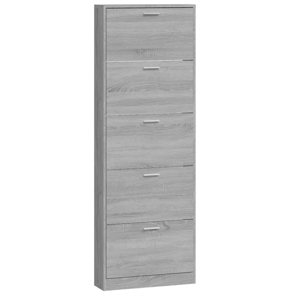 Shoe Cabinet - Vertical Wood Grey 3 Shelf