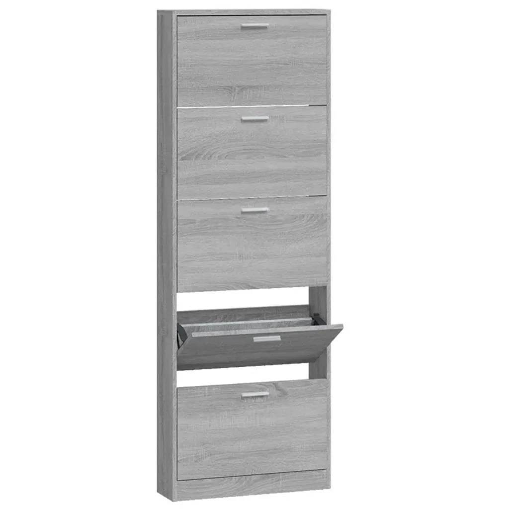 Shoe Cabinet - Vertical Wood Grey 3 Shelf