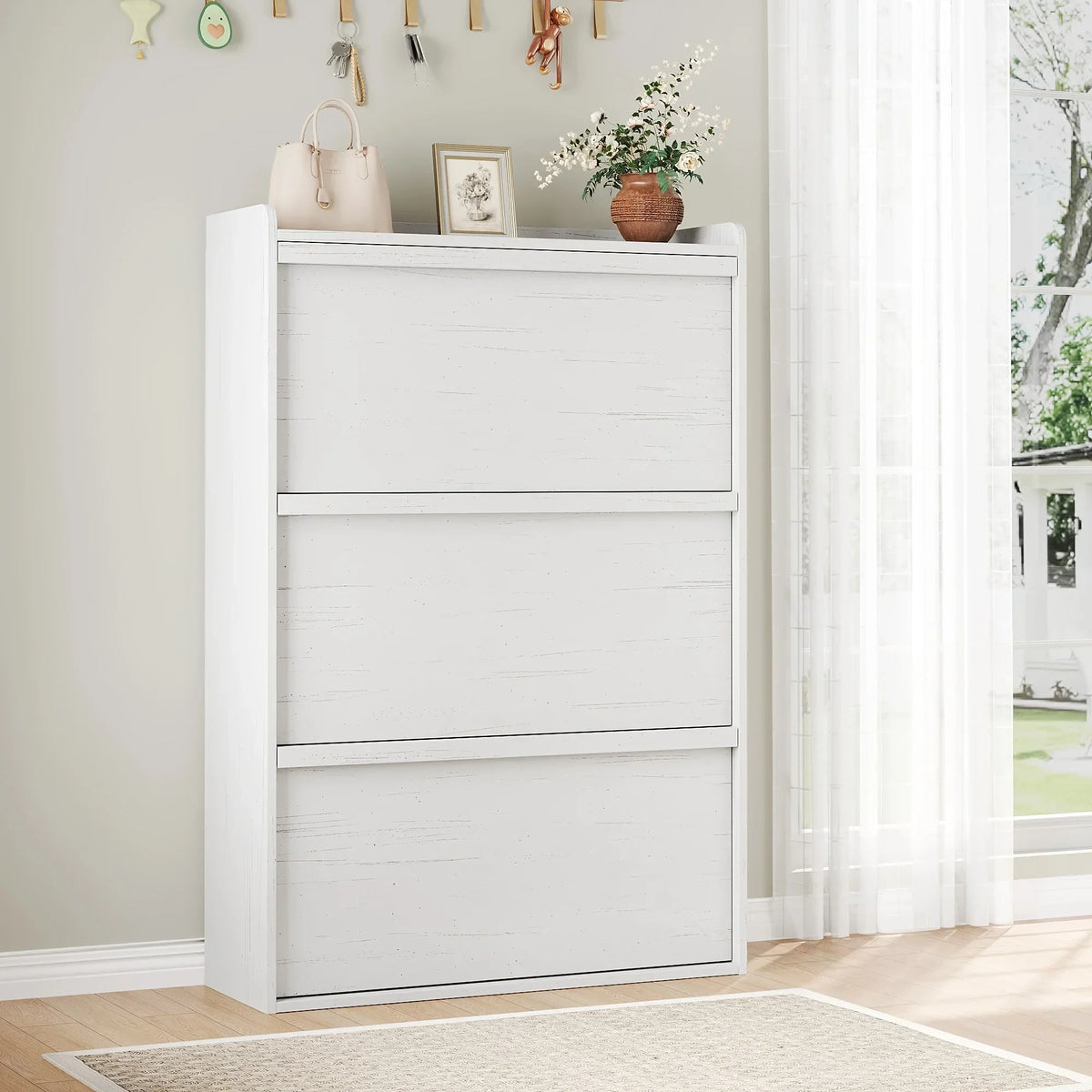 Shoe Cabinet with 3 Flip Drawers, Modern Shoe Storage Organizer with Adjustable Shelves for Entryway, Hallway & Living Room – 80.52cm x 25.91cm x 46.1